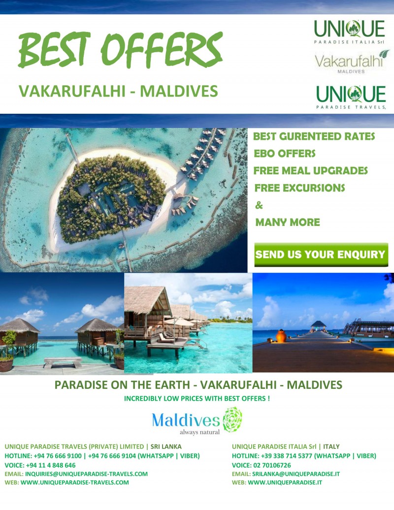 SPECIAL OFFERS -  ( VAKARUFALHI - MALDIVES ) - CONTACT US 